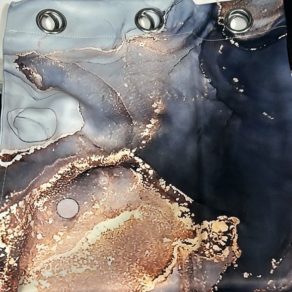 Marble Grey Blue Gold Curtains 63 Inch Length 2 Panels Set, Abstract Modern - Picture 3 of 3